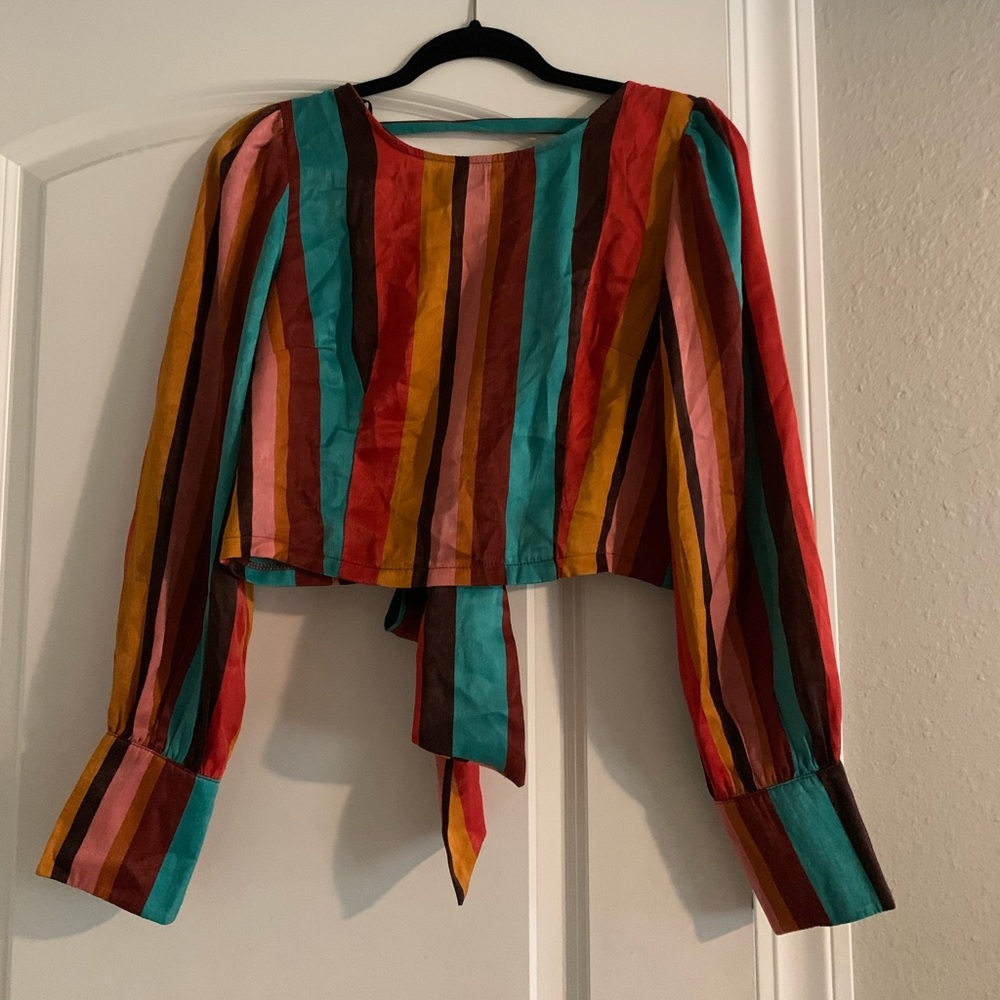 Cropped Stripped Back Tie Shirt